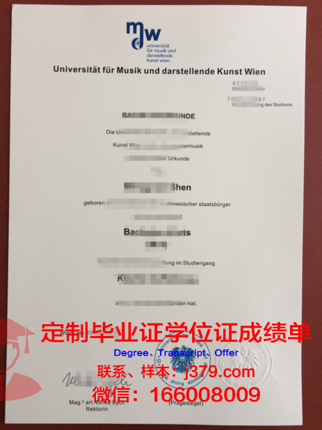 维也纳音乐与艺术市立大学毕业证模板(维也纳音乐学院毕业)