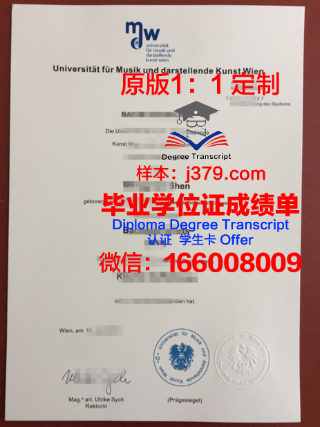 维也纳音乐与艺术市立大学毕业证学位证(维也纳音乐学院本硕连读)