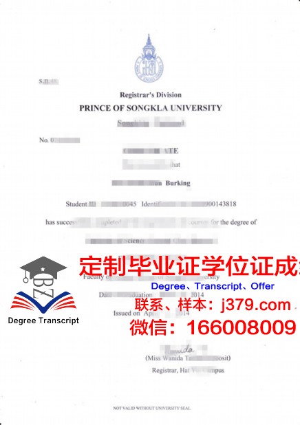 宋卡王子大学毕业学位